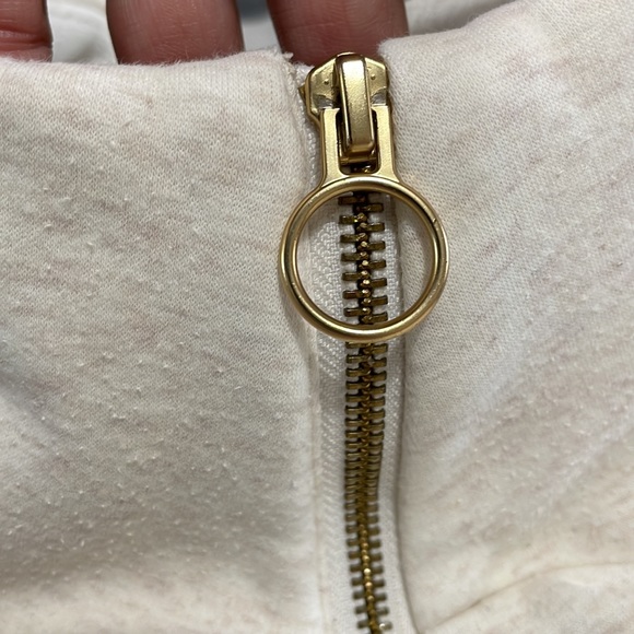 Athleta Cozy Karma Asymmetric Fleece Mock Neck Funnel Pullover Oatmeal Heather - Picture 15 of 16